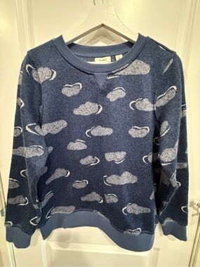 L.L.Bean Navy and Light Gray Cloud Crewneck Sweater